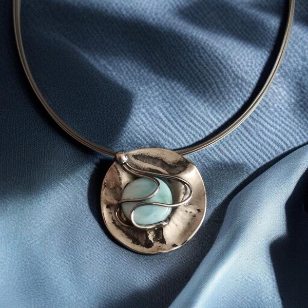 Halsschmuck Larimar in 925 Silber