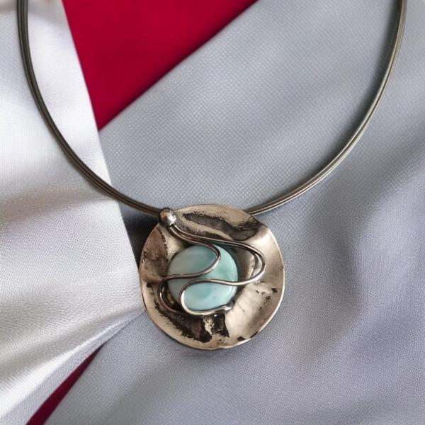 Halsschmuck Larimar in 925 Silber