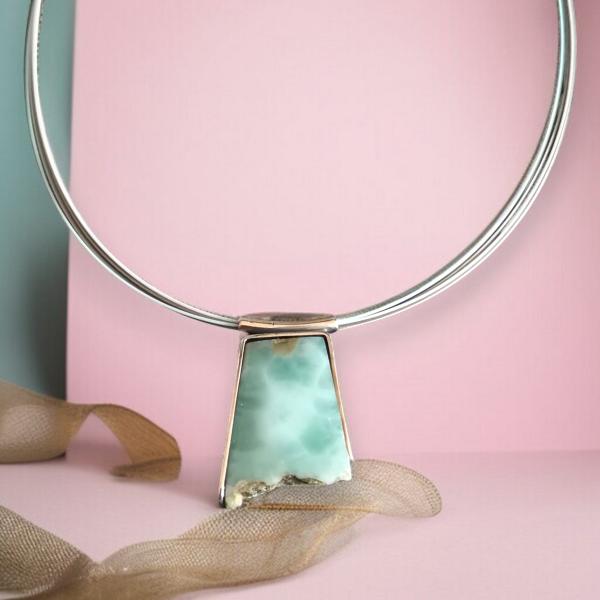 Halsschmuck Larimar in 925 Silber