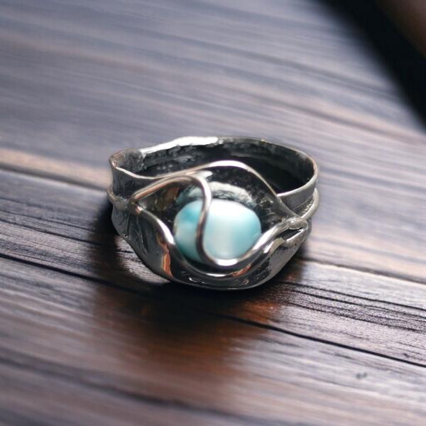Ring Larimar in 925 Silber