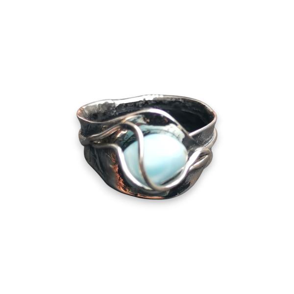 Ring Larimar in 925 Silber