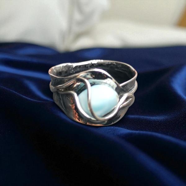 Ring Larimar in 925 Silber
