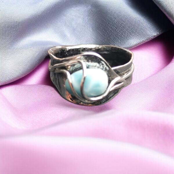 Ring Larimar in 925 Silber