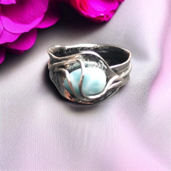 Ring Larimar in 925 Silber