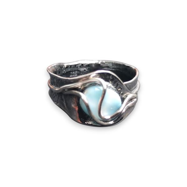 Ring Larimar in 925 Silber