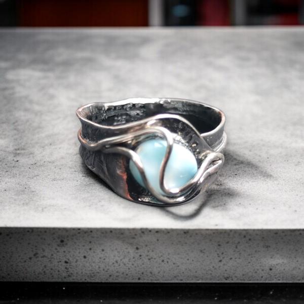 Ring Larimar in 925 Silber