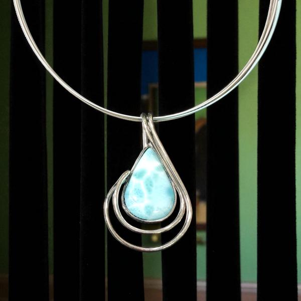 Halsschmuck Larimar in 925 Silber