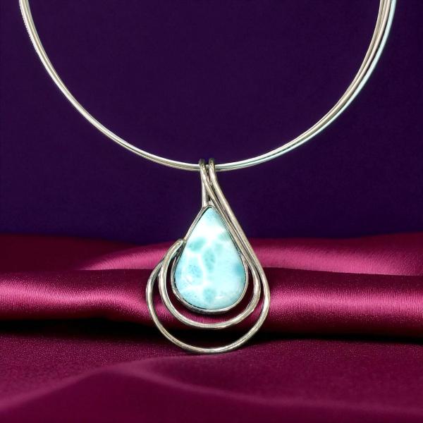 Halsschmuck Larimar in 925 Silber