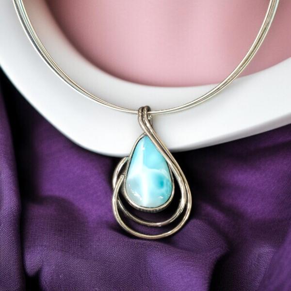 Halsschmuck Larimar in 925 Silber
