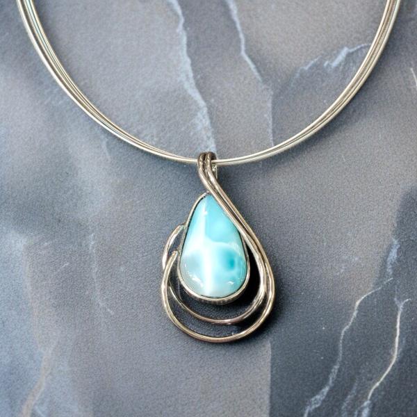 Halsschmuck Larimar in 925 Silber