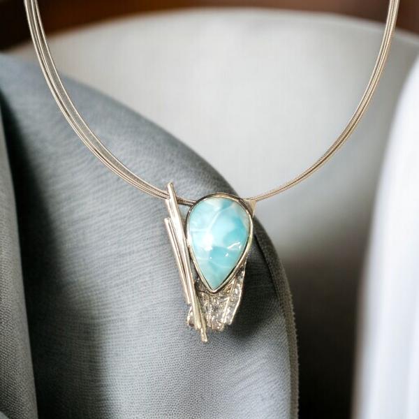 Halsschmuck Larimar in 925 Silber