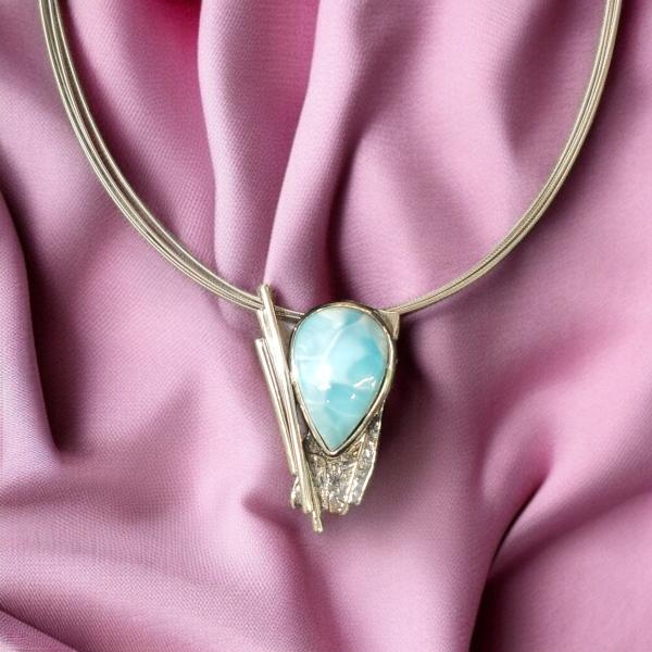 Halsschmuck Larimar in 925 Silber