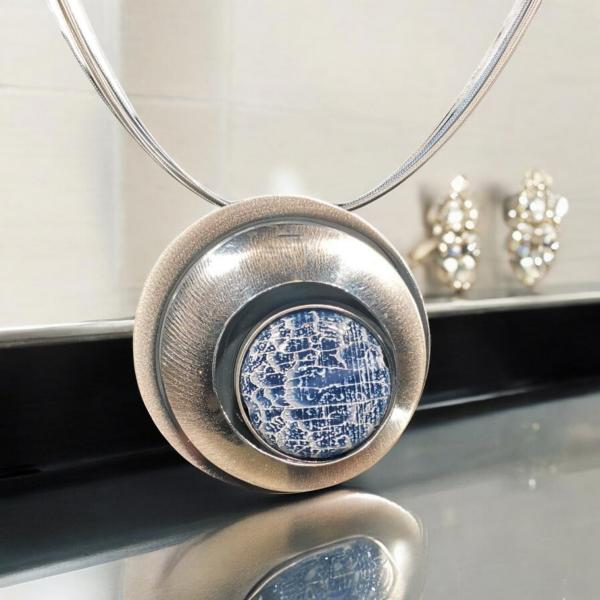 Halsschmuck Achat blau in 925 Silber