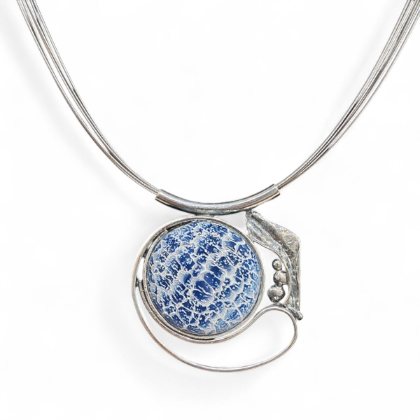 Halsschmuck Achat blau in 925 Silber.