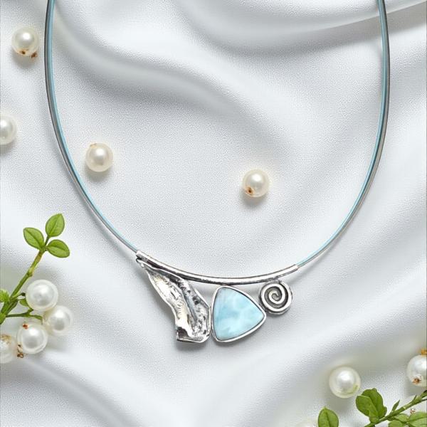 Halsschmuck Larimar in 925 Silber