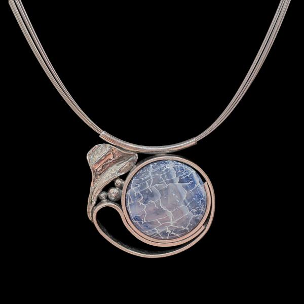 Halsschmuck Achat blau in 925 Silber.