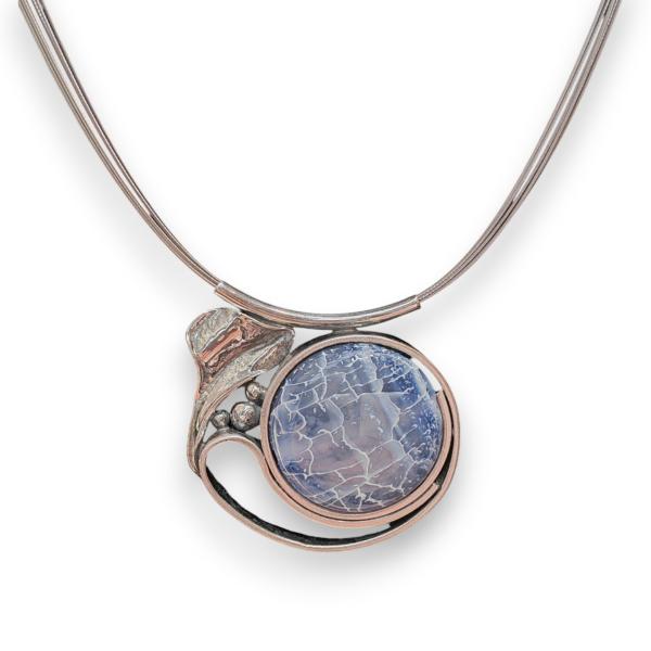 Halsschmuck Achat blau in 925 Silber.