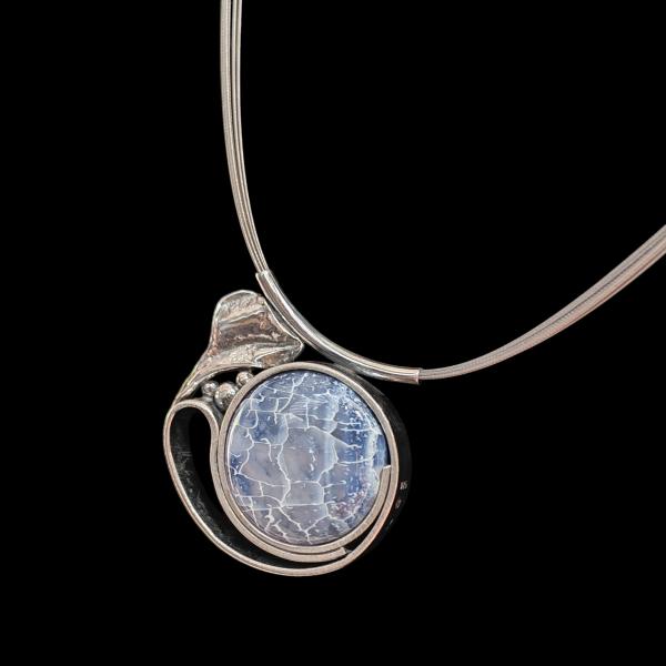 Halsschmuck Achat blau in 925 Silber.