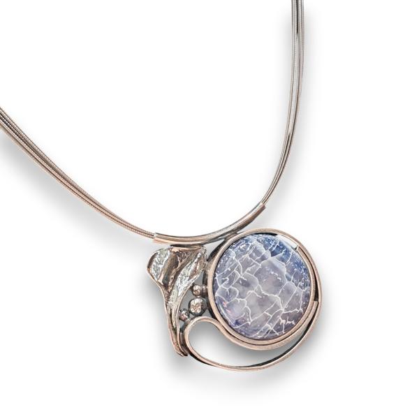 Halsschmuck Achat blau in 925 Silber.