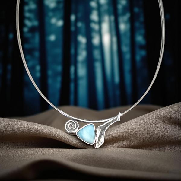 Halsschmuck Larimar in 925 Silber