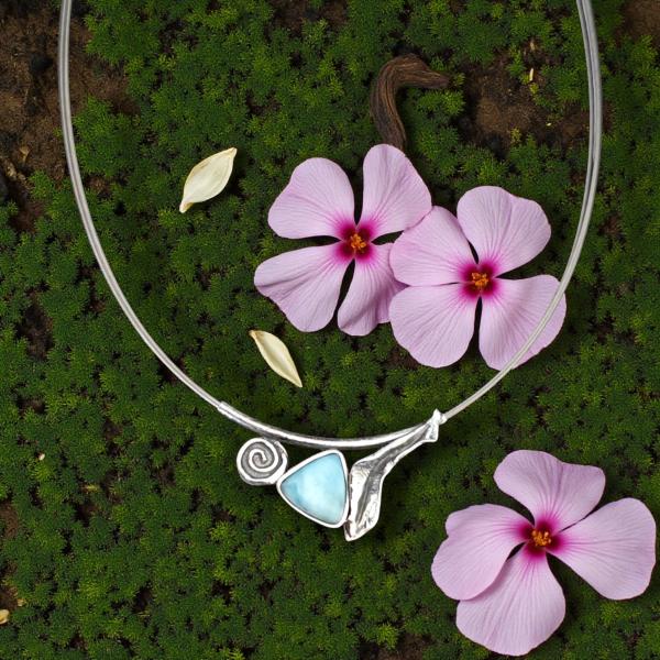 Halsschmuck Larimar in 925 Silber