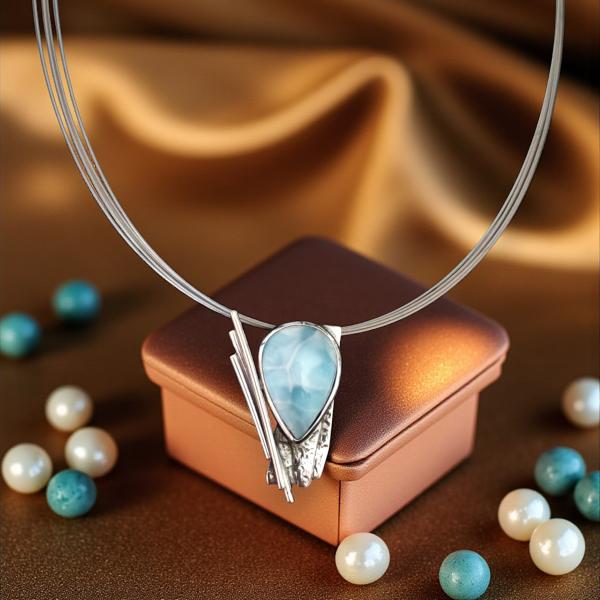 Halsschmuck Larimar in 925 Silber