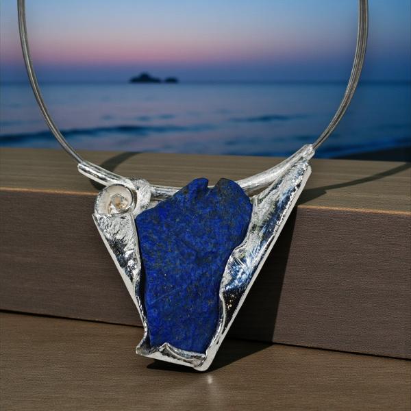 Halsschmuck Lapis Lazuli in 925 Silber.