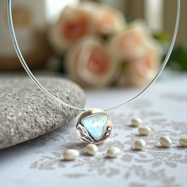 Halsschmuck Larimar in 925 Silber