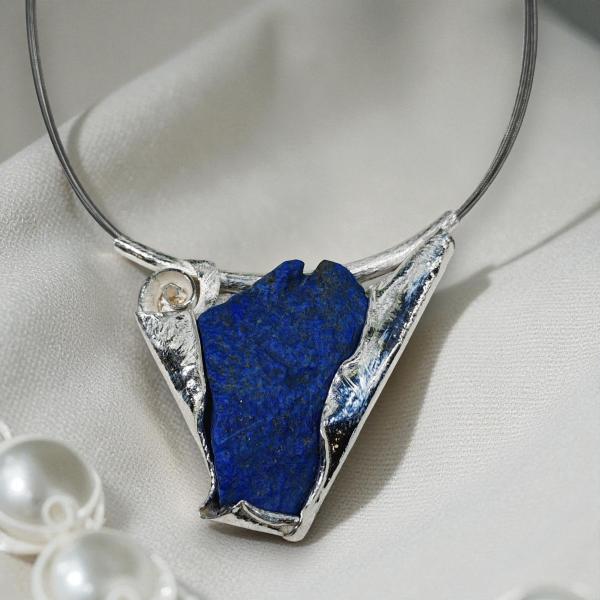 Halsschmuck Lapis Lazuli in 925 Silber.