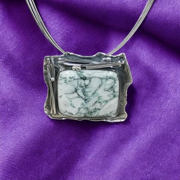 Halsschmuck Moosachat in 925 Silber