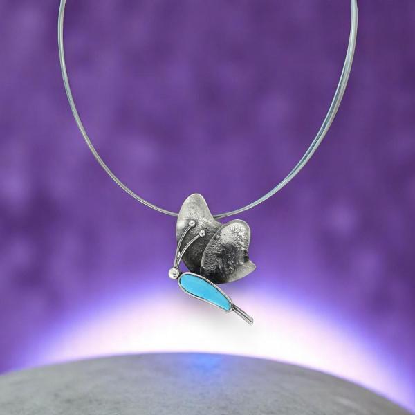 Halsschmuck mit Türkis in 925 Silber - Schmetterling