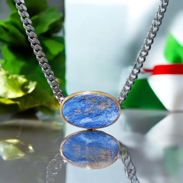 unisex Halsschmuck Lapis Lazuli in 925 Silber - vergoldet