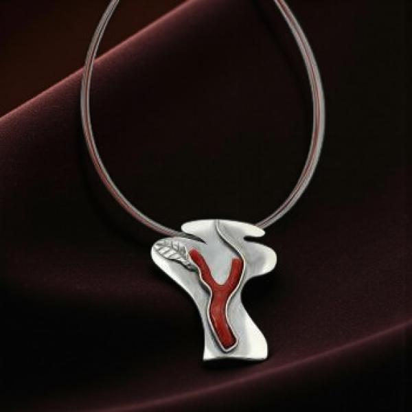 Halsschmuck Koralle in 925er Silber.