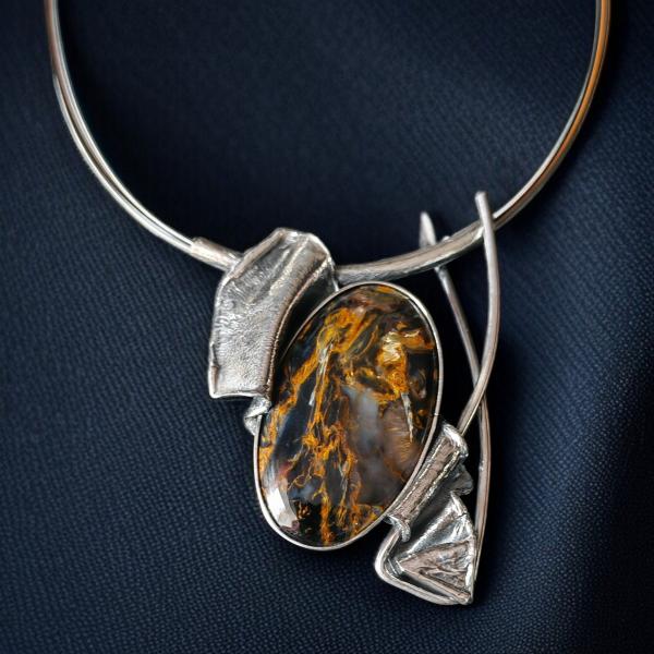 Halsschmuck Pietersit in 925 Silber.