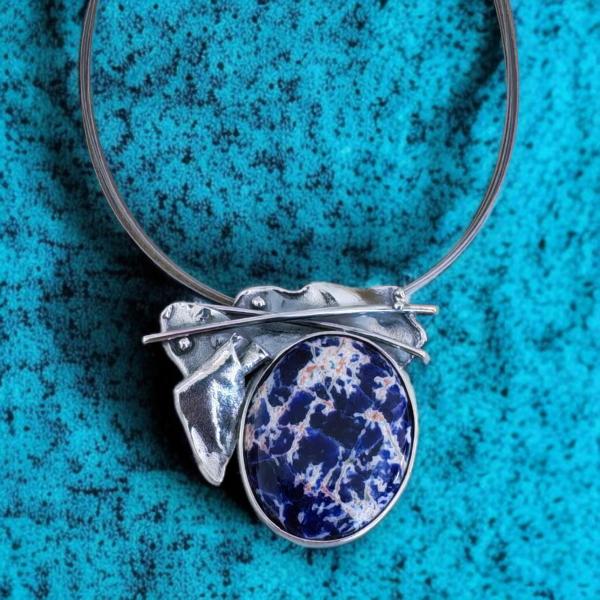 Halsschmuck Sodalith in 925 Silber