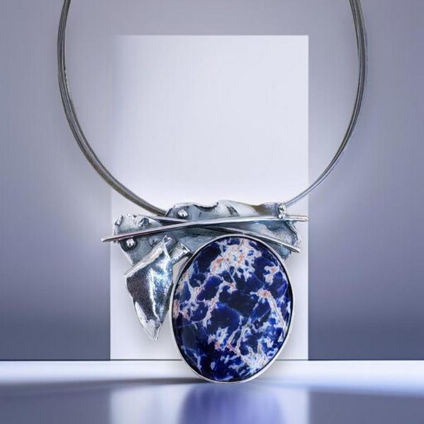 Halsschmuck Sodalith in 925 Silber