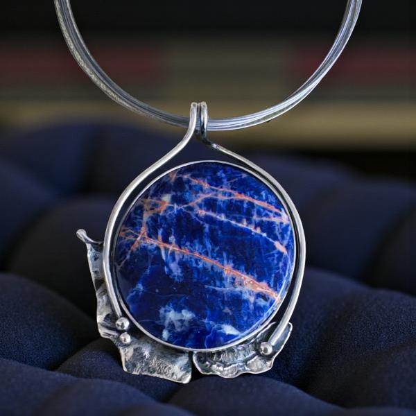 Halsschmuck Sodalith in 925 Silber