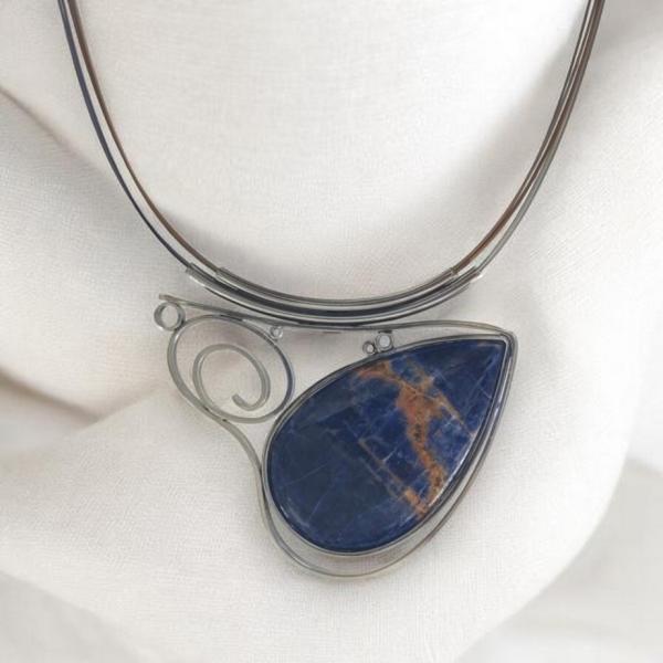 Halsschmuck Sodalith in 925 Silber