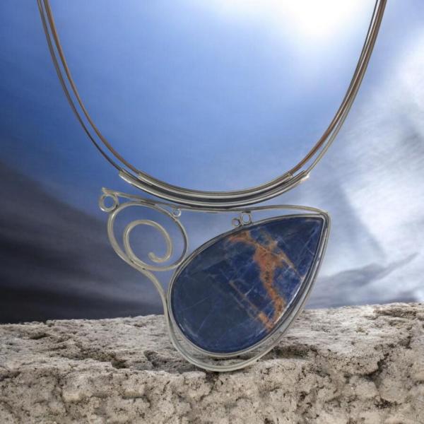 Halsschmuck Sodalith in 925 Silber