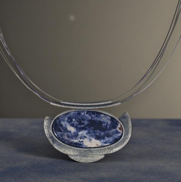 Halsschmuck Sodalith in 925 Silber