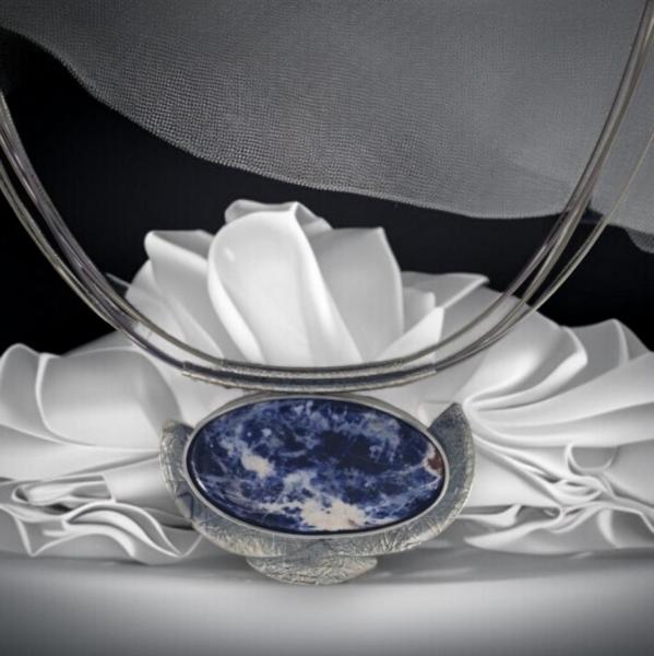 Halsschmuck Sodalith in 925 Silber