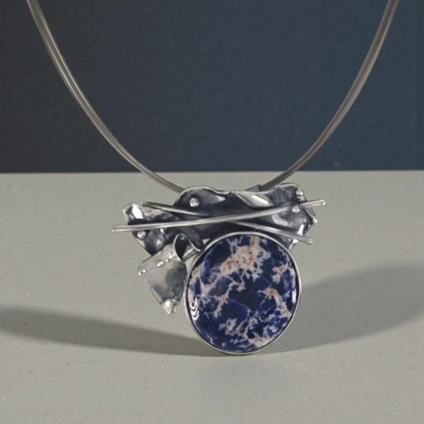 Halsschmuck Sodalith in 925 Silber