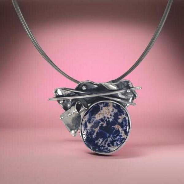 Halsschmuck Sodalith in 925 Silber