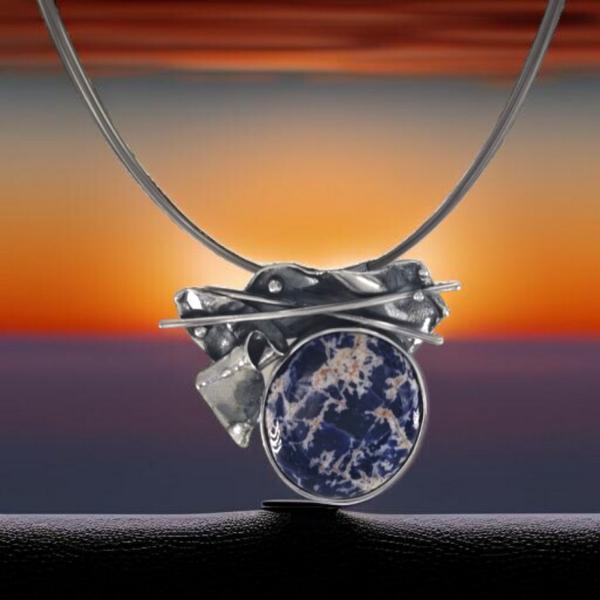 Halsschmuck Sodalith in 925 Silber