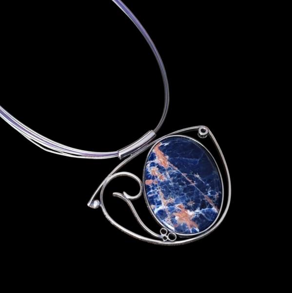 Halsschmuck Sodalith in 925 Silber
