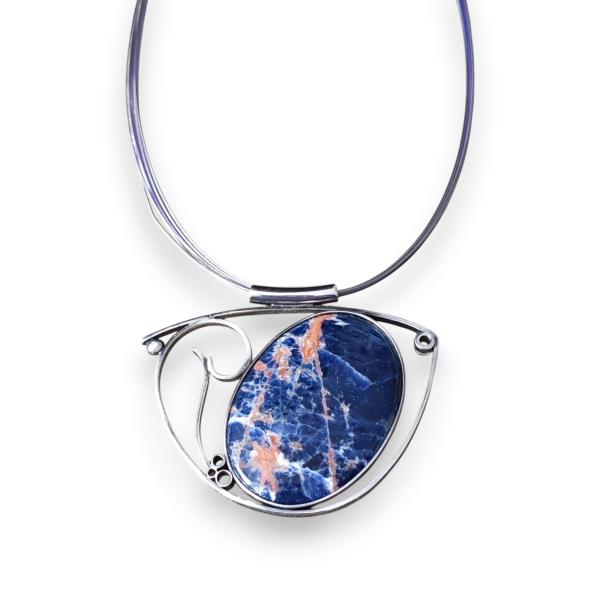 Halsschmuck Sodalith in 925 Silber