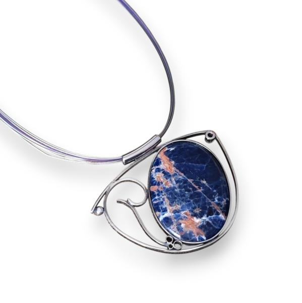 Halsschmuck Sodalith in 925 Silber