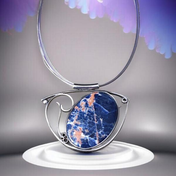 Halsschmuck Sodalith in 925 Silber