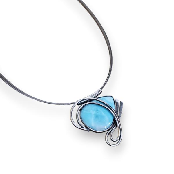 Halsschmuck Larimar in 925 Silber