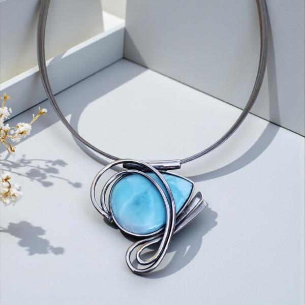 Halsschmuck Larimar in 925 Silber